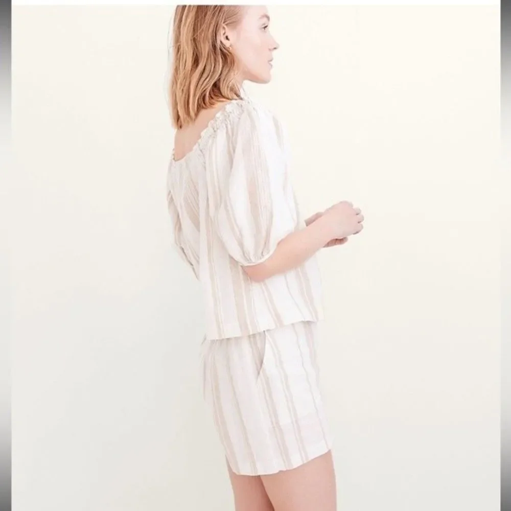 Madewell Linen-Blend Square-Neck Button-Front Top: Undyed Edition Size XXS